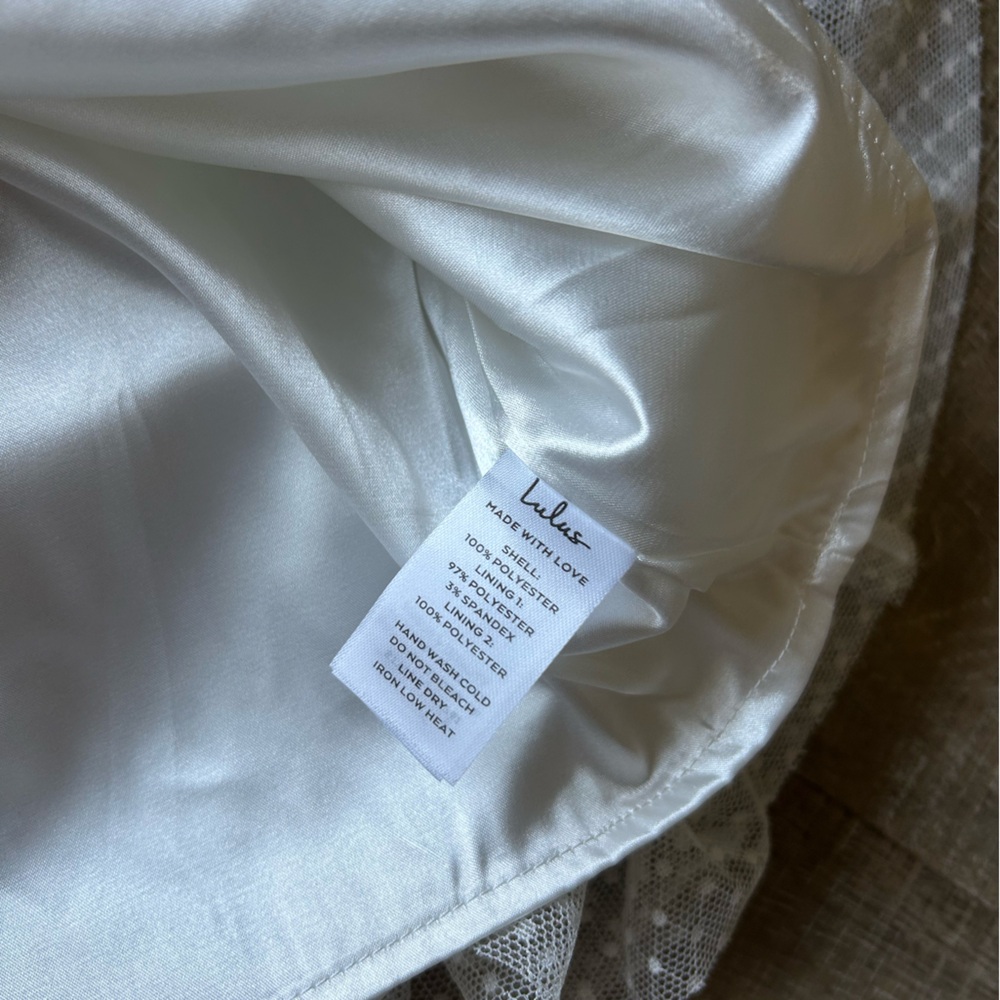 ▶️ Lulus White One Shoulder Ruffle Dress Womens L Mini Bridal Shower Party NWT - Picture 8 of 10